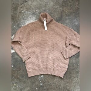 She + Sky Chunky Turtleneck Sweater - Camel/Beige - NWT - One Size